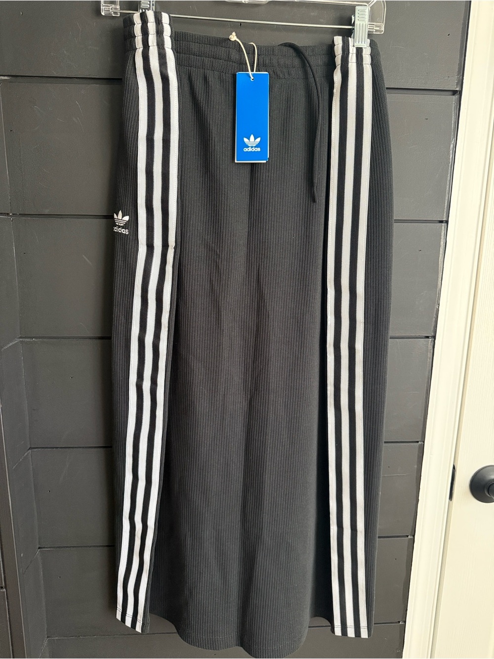 adidas Black Maxi Skirt with White Side Stripes XL